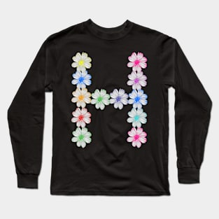 Letter H, flower, cosmos flowers, floral, nature Long Sleeve T-Shirt